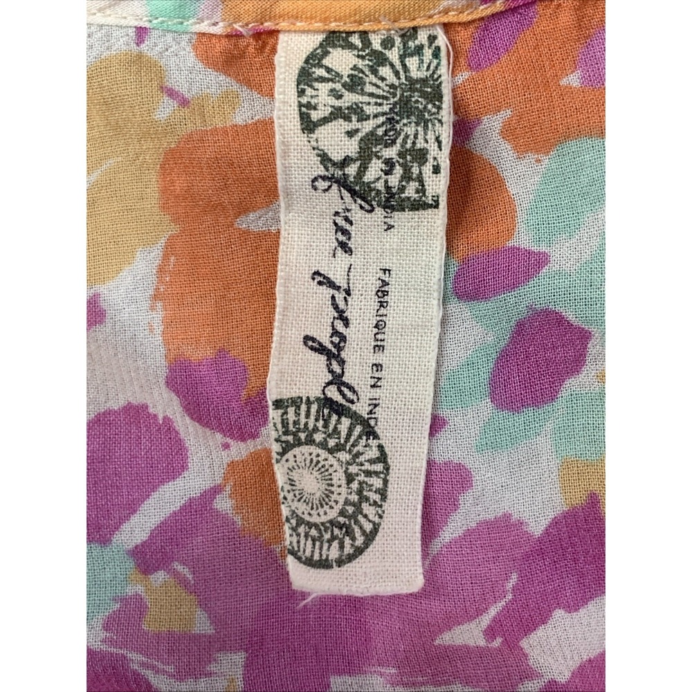 Free People Top Womens Size Small  Pink Floral Sleeveless Layer Ruffle Tank Top - Picture 6 of 8